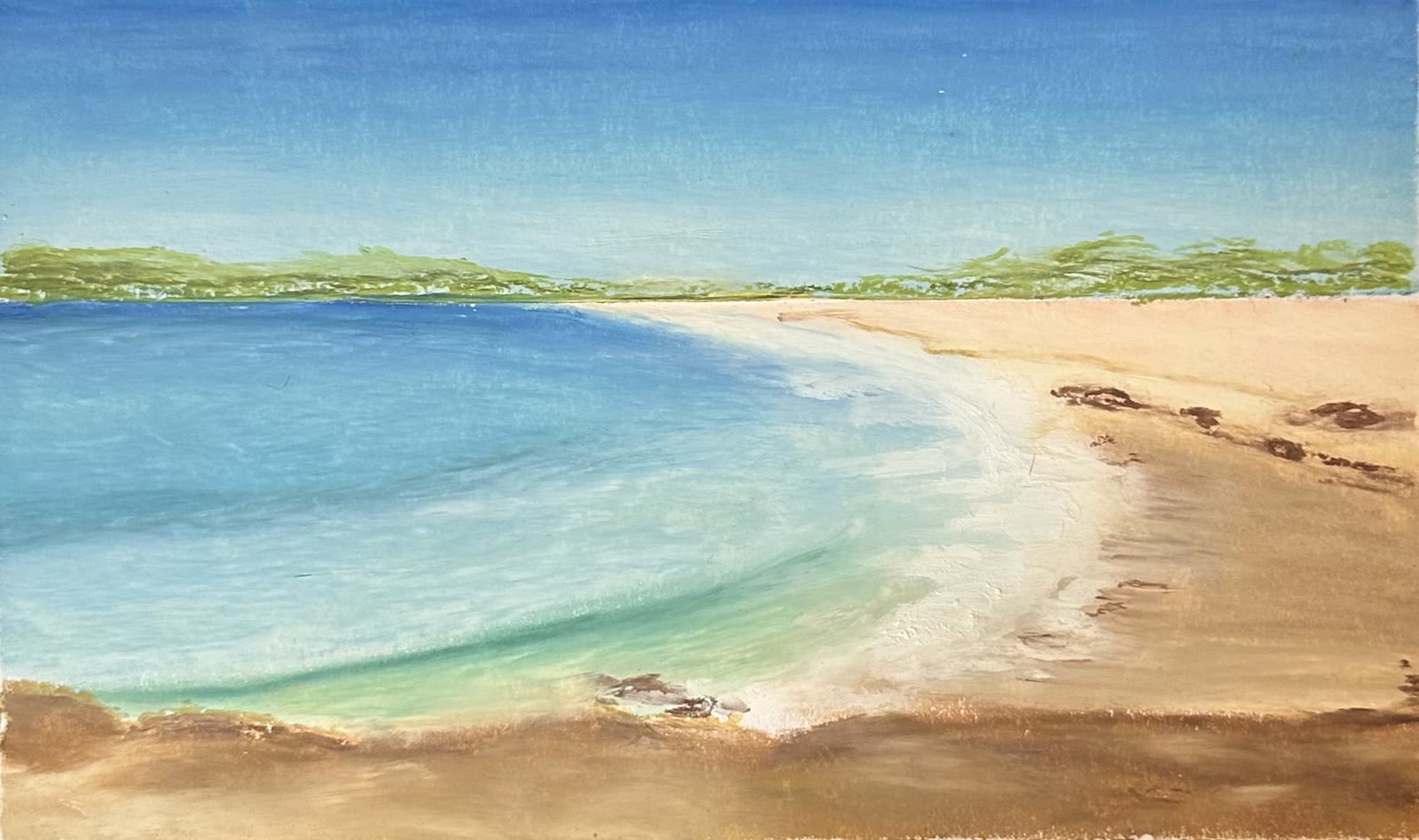 Maroubra Beach, oil pastel