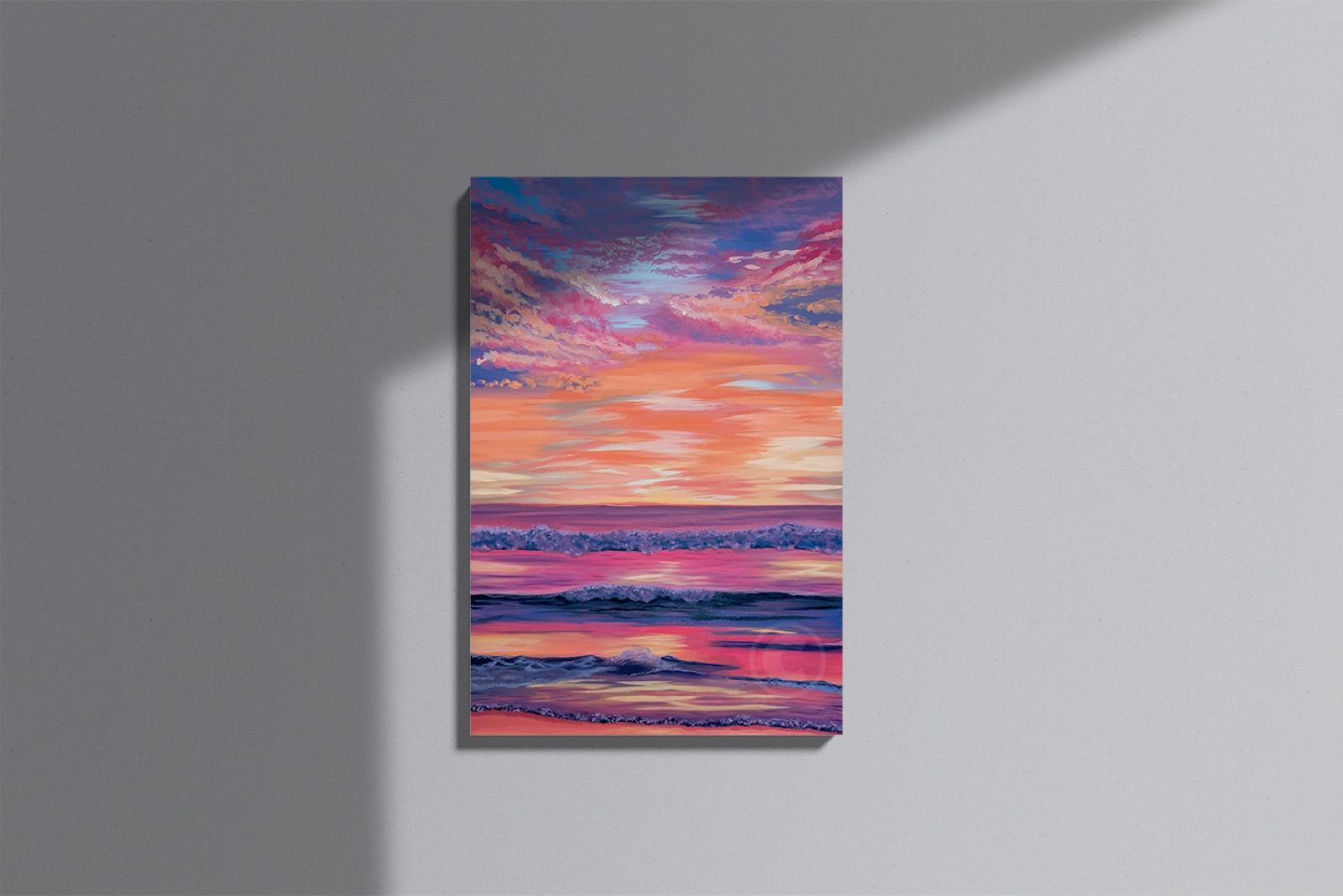 Pink Sunrise, water-based oils on canvas