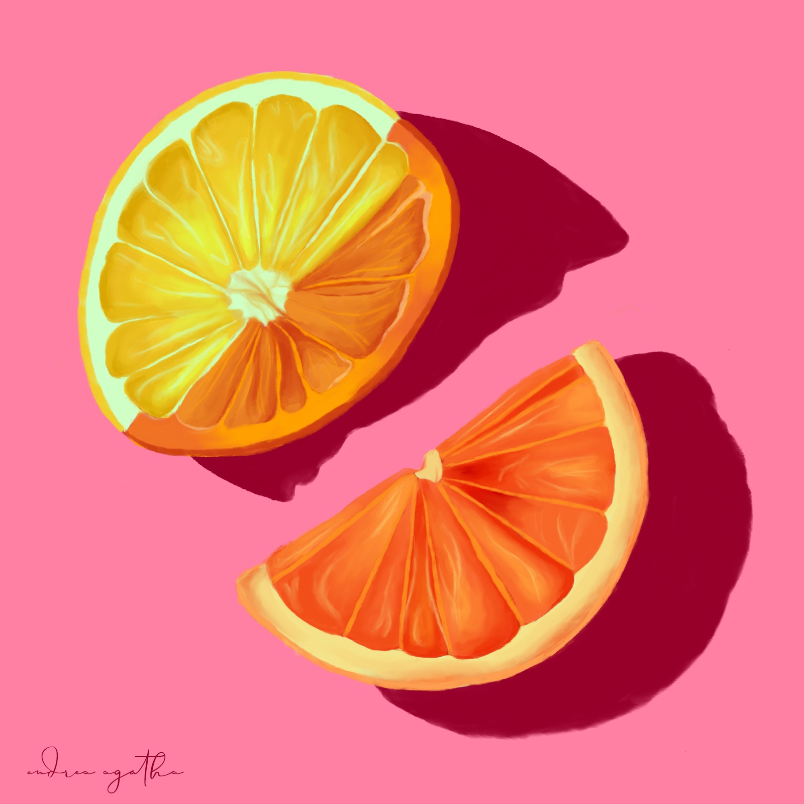 Solar Citrus, digital art, hand drawn with procreate